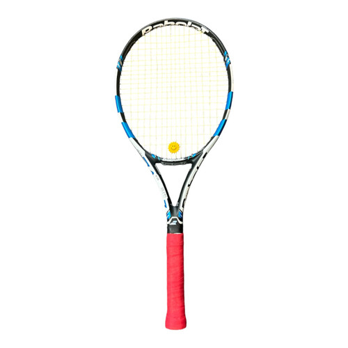 Vist Large View of Product Image Which is Used Babolat PURE DRIVE TEAM RACQUET Adult Tennis Racquet Navy Blue 4 1/8"