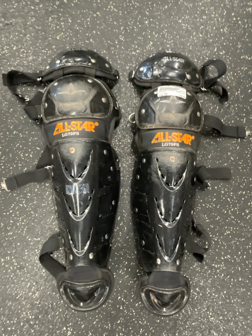 Vist Large View of Product Image Which is Used All-Star LG79PS Catchers Leg Guards Black Youth