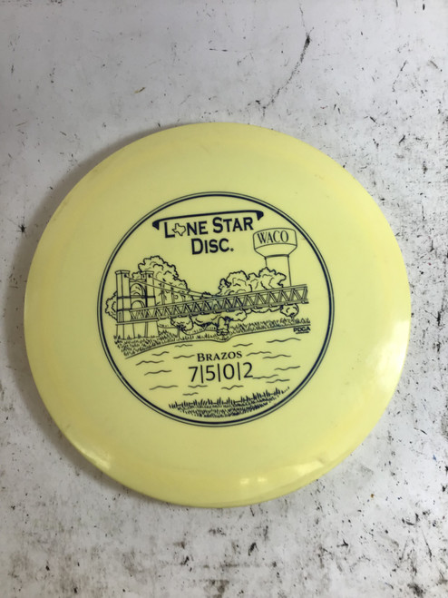 Vist Large View of Product Image Which is Used Lone Star Disc BRAVO BRAZOS Disc Golf Driver Yellow 174g