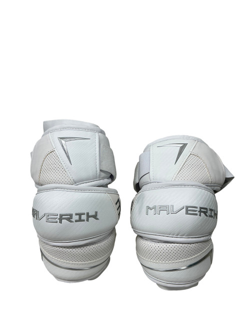 Vist Large View of Product Image Which is Used Maverik M6 Lacrosse Arm Pads/Guards White LG
