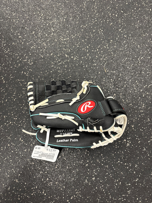 Vist Large View of Product Image Which is Used Rawlings WFP115MT BB/SB Glove LH Throw Black 11 1/2"