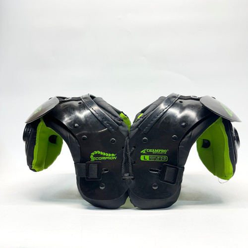 Vist Large View of Product Image Which is Used Champro SCORPION YOUTH FB Shoulder Pads Black LG
