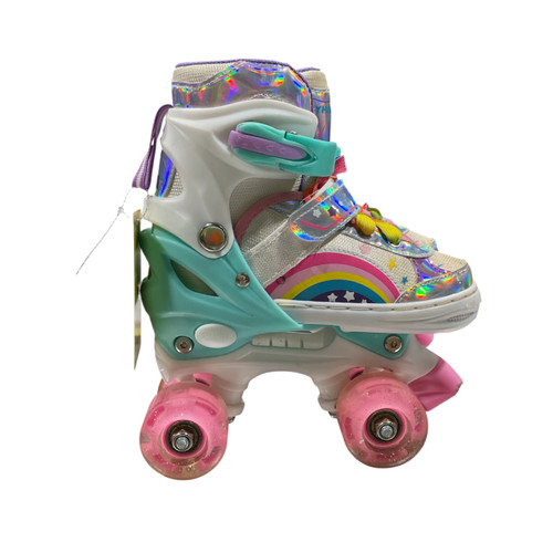 Vist Large View of Product Image Which is Used FYHART POWER SUPERB Junior Roller Quad Skates White Adjustable