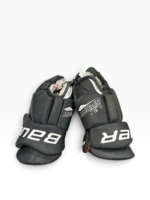 Vist Large View of Product Image Which is Used Bauer LIL SPORT GLOVES Junior Gloves Black 12"