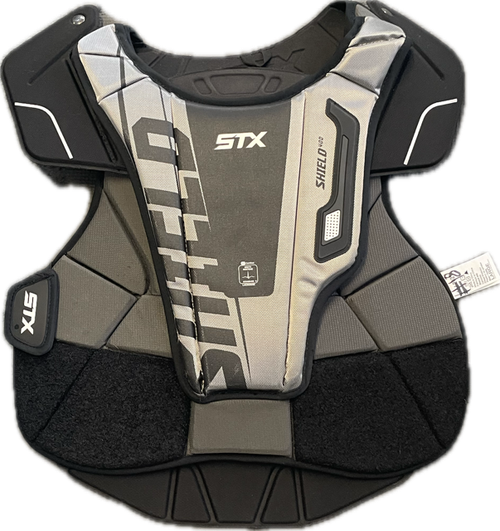 Vist Large View of Product Image Which is Used STX SHIELD 400 Lacrosse Shoulder Pads Black LG
