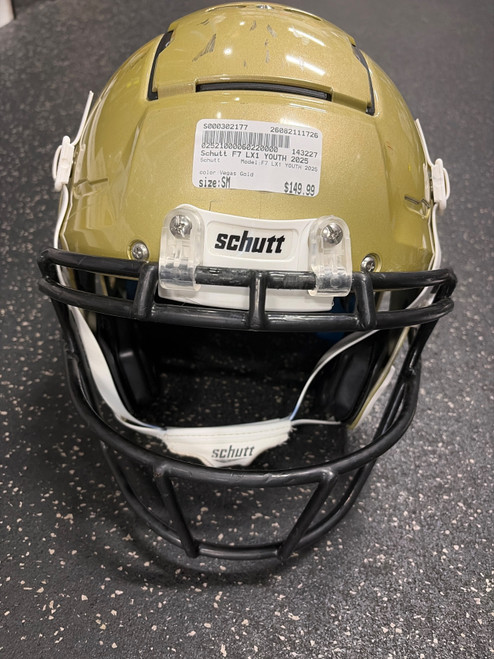 Vist Large View of Product Image Which is Used Schutt F7 LX1 YOUTH 2025 FB Helmet Vegas Gold SM