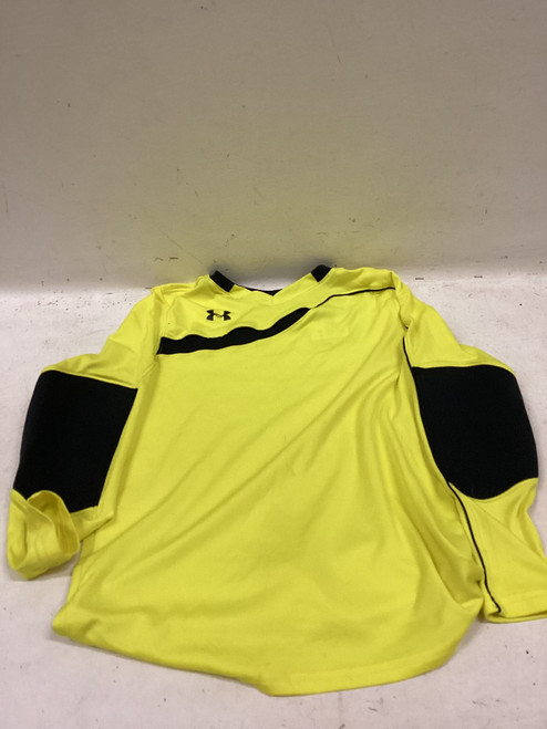 Vist Large View of Product Image Which is Used Under Armour GOALIE SHIRT Soccer Goalie Top Yth Black And Yellow MD