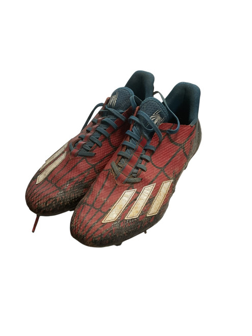 Vist Large View of Product Image Which is Used Adidas SPIDER-MAN Adult FB Cleats White/Red/Navy Senior 10.5