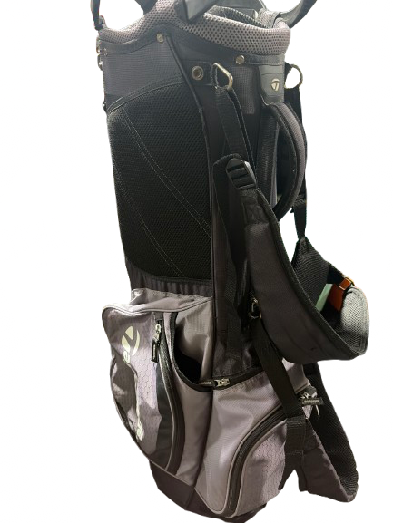 Vist Large View of Product Image Which is Used Taylormade LIGHT WEIGHT 7 -WAY STAND BAG Mens Stand Bag Black And Grey