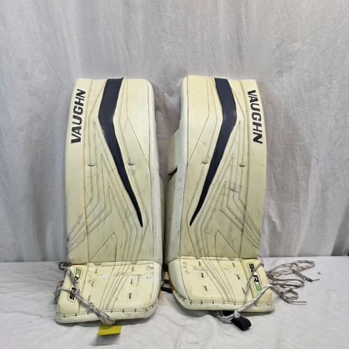 Vist Large View of Product Image Which is Used Vaughn SLR3 PRO Goalie Leg Pads Senior White 33"
