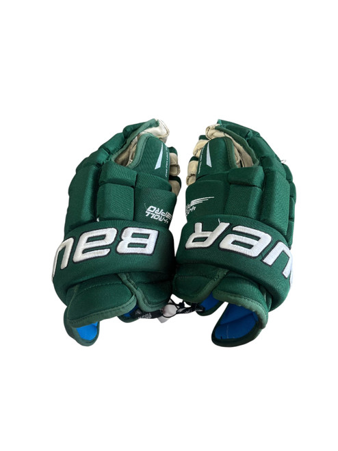 Vist Large View of Product Image Which is Used Bauer 4-Roll Pro Senior Gloves Green 15"