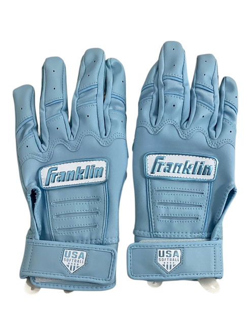 Vist Large View of Product Image Which is Used Franklin Baseball/Softball Batting Gloves Carolina Blue 