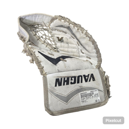 Vist Large View of Product Image Which is Used Vaughn VELOCITY V6 700 YTH CATCHER Youth Goalie Catcher White