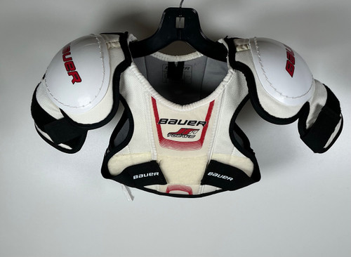 Vist Large View of Product Image Which is Used Bauer JT19 TOEWS SHOULDER Youth Shoulder Pads SM