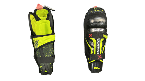 Vist Large View of Product Image Which is Used Bauer X Youth Shin Guards Black 9"