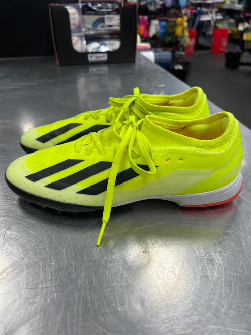 Vist Large View of Product Image Which is Used Adidas CRAZYFAST X Soccer Indoor Shoes Optic Yellow Junior 05.5