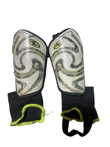 Vist Large View of Product Image Which is Used Soccer Shin Guards Youth Black And Neon Green SM