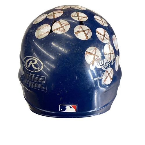 Vist Large View of Product Image Which is Used Rawlings 6 1/2-7 1/2 Batting Helmet No Mask Navy Blue S/M