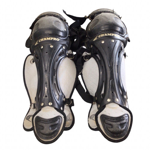 Vist Large View of Product Image Which is Used Champro SHINGUARDS Catchers Leg Guards Black Junior