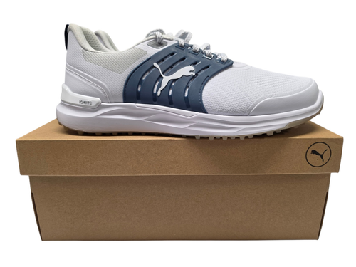 Vist Large View of Product Image Which is Puma Ignite Elevate 2 Mens Golf Shoes White/Dark Indigo Size 11 Wide