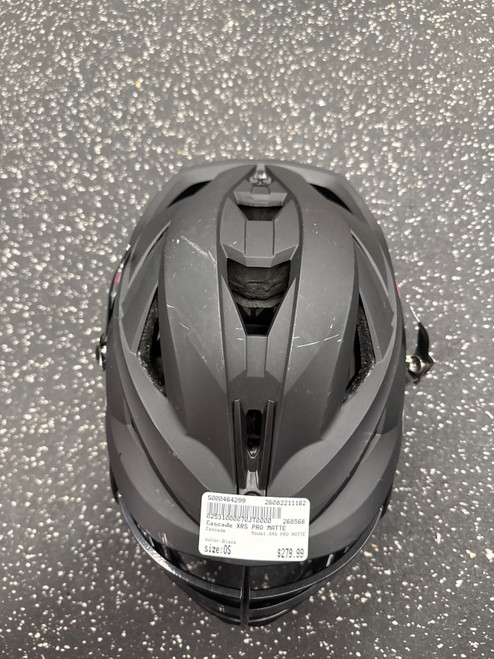 Vist Large View of Product Image Which is Used Cascade XRS PRO MATTE Lacrosse Helmet Black One Size