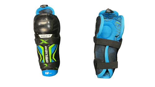 Vist Large View of Product Image Which is Used Bauer X Youth Shin Guards Black 8"