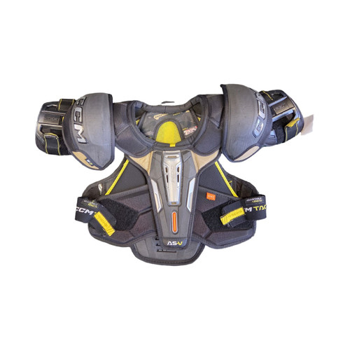 Vist Large View of Product Image Which is Used CCM TACKS ASV SR SM SHOULDER PADS Senior Shoulder Pads Black SM