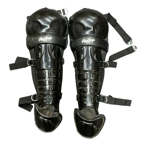 Vist Large View of Product Image Which is Used Rawlings PLAYERS JUNIOR LEG GUARDS Catchers Leg Guards Black Junior