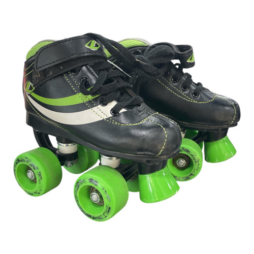 Vist Large View of Product Image Which is Used Lenexa Child Roller Quad Skates Black Youth Size 12.0, side view (pair)
