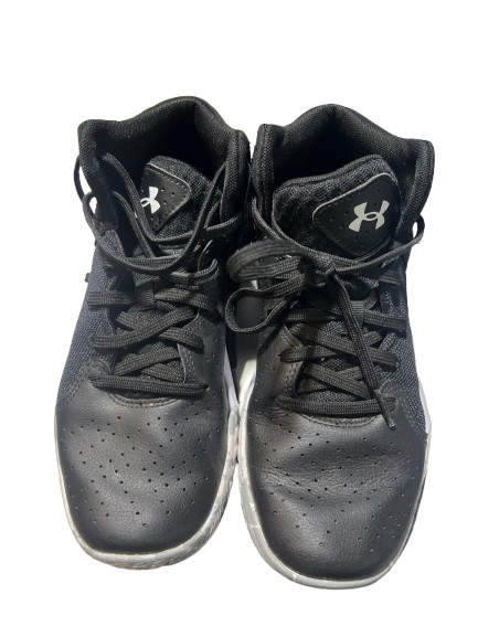 Vist Large View of Product Image Which is Used Under Armour Basketball Shoes Y Black Senior 5.5