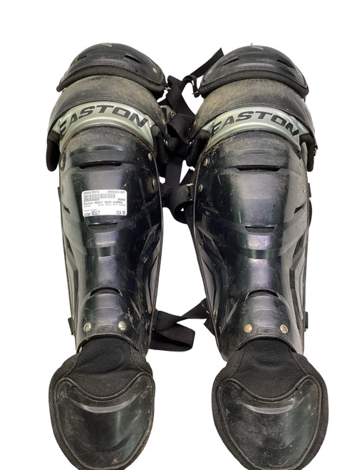 Vist Large View of Product Image Which is Used Easton ADULT SHIN GUARDS Catchers Leg Guards Black Adult