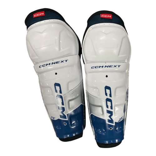 Vist Large View of Product Image Which is Used CCM NEXT SHIN GUARD Youth Shin Guards White 8"