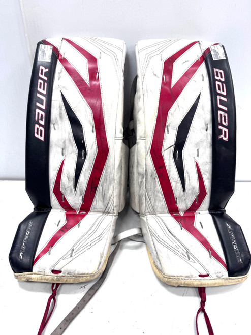 Vist Large View of Product Image Which is Used Bauer SUPREME Goalie Leg Pads Junior White 26"