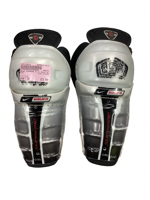 Vist Large View of Product Image Which is Used Bauer SUPREME Junior Shin Guards Black 7"