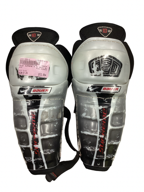Vist Large View of Product Image Which is Used Bauer SUPREME Junior Shin Guards Black 8"