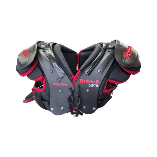 Vist Large View of Product Image Which is Used Riddell Z MATTE YTH SP MD FB Shoulder Pads Black MD