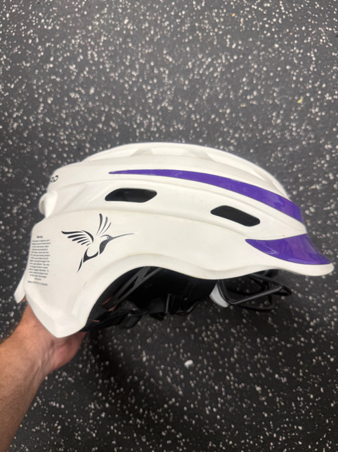 Vist Large View of Product Image Which is Used Hummingbird V2 SEI APPROVED Lacrosse Facial Protect White And Purple SM