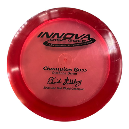 Vist Large View of Product Image Which is Used Innova CHAMPION BOSS PFN DAVID FELDBERG Disc Golf Driver Red 174g