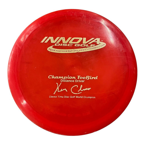 Vist Large View of Product Image Which is Used Innova CHAMPION TEEBIRD PFN KEN CLIMO Disc Golf Driver Red 168g