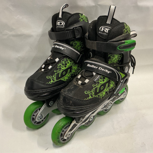 Vist Large View of Product Image Which is Used RollerDerby ION ADJ 2-5 Junior Rec Fitness Skates Black Adjustable