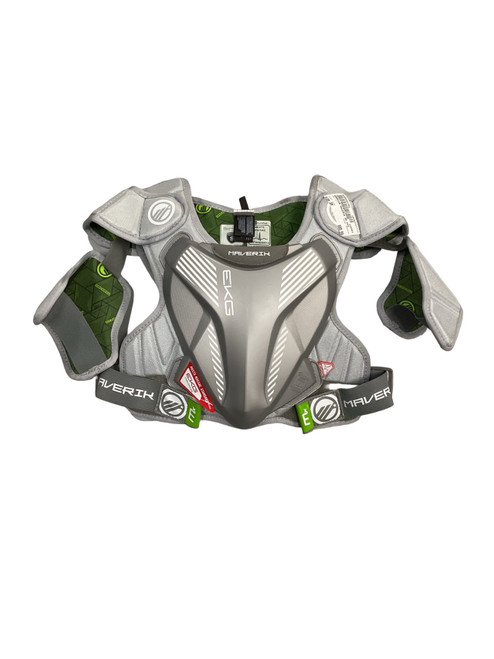 Vist Large View of Product Image Which is Used Warrior MAVERIK Lacrosse Shoulder Pads Grey SM