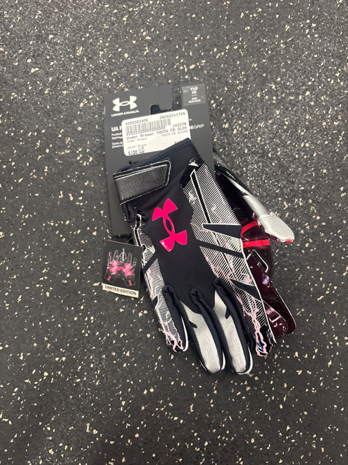 Vist Large View of Product Image Which is Used Under Armour YOUTH FB GLOVES FB Gloves Black LG