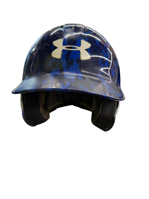 Vist Large View of Product Image Which is Used Under Armour YOUTH BASEBALL HELMET Batting Helmet No Mask Navy Blue One Size