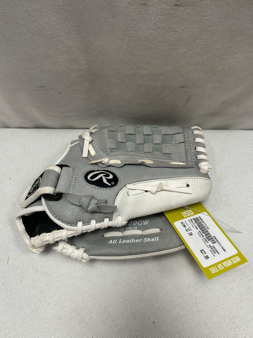 Vist Large View of Product Image Which is Used Rawlings HIGHLIGHT SERIES BB/SB Glove RH Throw Grey 12"