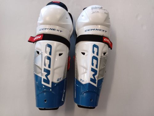 Vist Large View of Product Image Which is Used CCM Junior Shin Guards White 11"