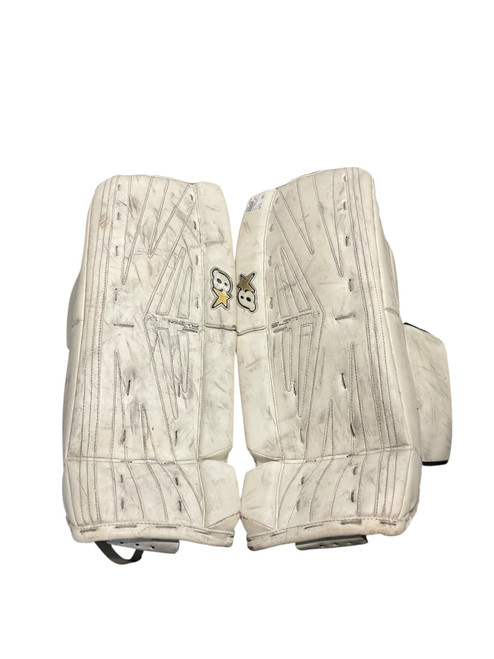 Vist Large View of Product Image Which is Used Brians SUBZERO 6.0 27+1 Goalie Leg Pads Junior White 27"