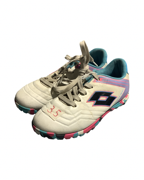 Vist Large View of Product Image Which is Used Lotto Soccer Indoor Shoes White Junior 03.5
