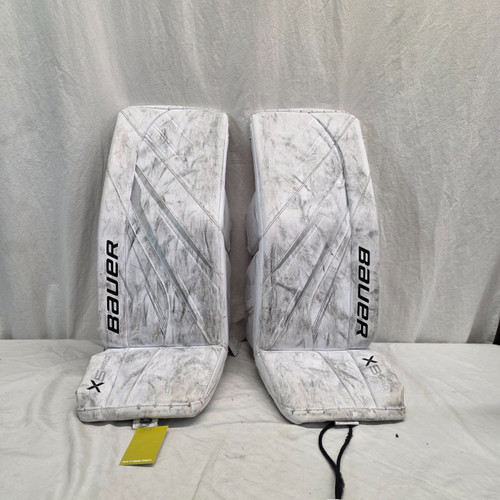 Vist Large View of Product Image Which is Used Bauer X5 PRO JR HOCKEY LEG PADS Goalie Leg Pads Junior White 31"