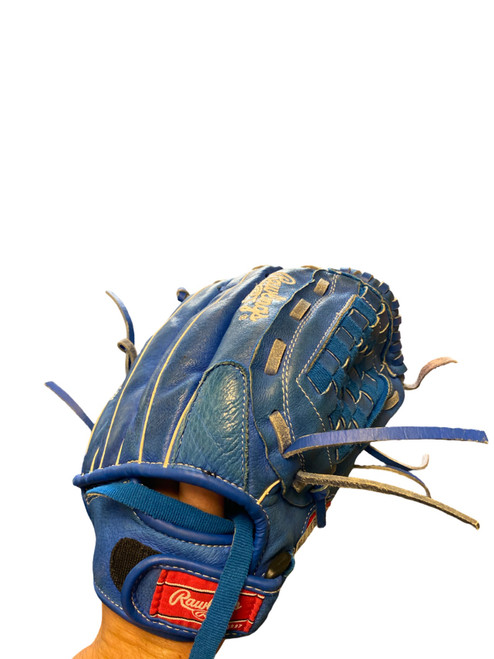 Vist Large View of Product Image Which is Used Rawlings BLUE JAYS BB/SB Glove RH Throw Navy Blue 12"