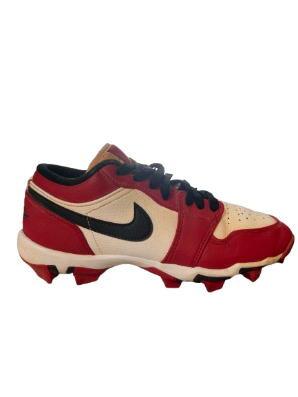 Vist Large View of Product Image Which is Used Nike NIKE AIR JORDAN LOW CLEAT YTH SZ 5.5 BB/SB Cleats White/Black/Red Senior 5.5